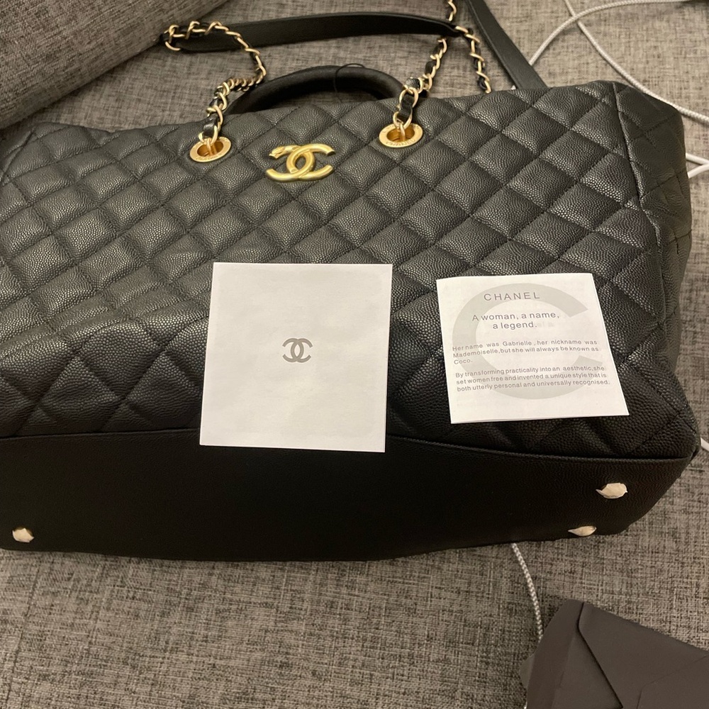 Chanel Black Quilted Tote with Gold Accents - Picture 15 of 16